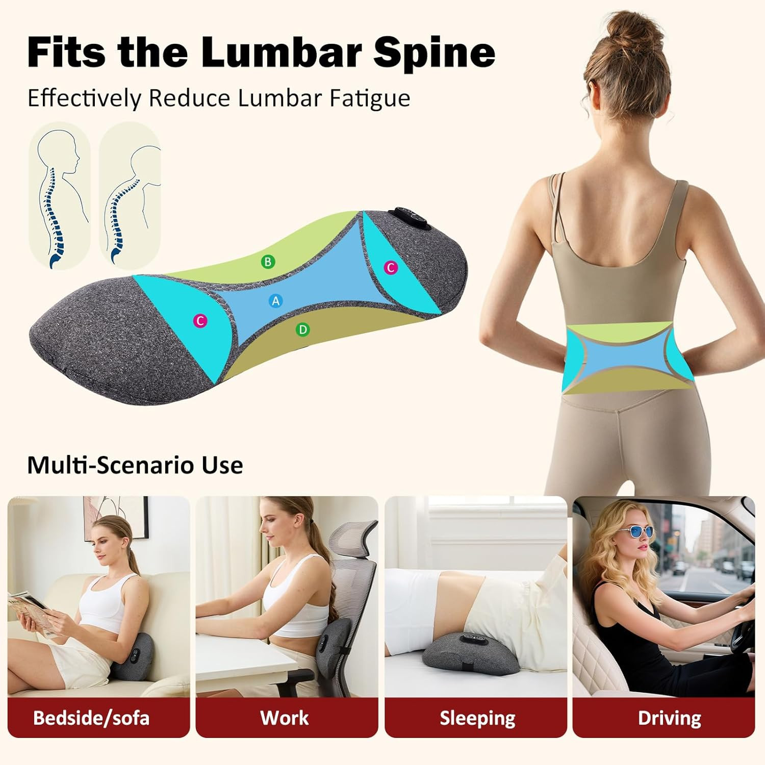 3-in-1 Rechargeable Smooth Triple Spine Fusion Back Massager for Pain Relief Dee