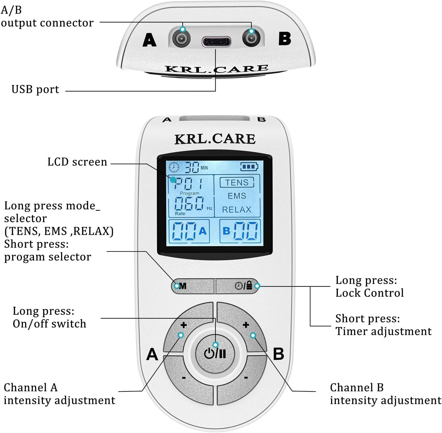 Dual Channel TENS EMS Unit 40 Intensities for Gradual Pain Relief Therapy, 24 Mo