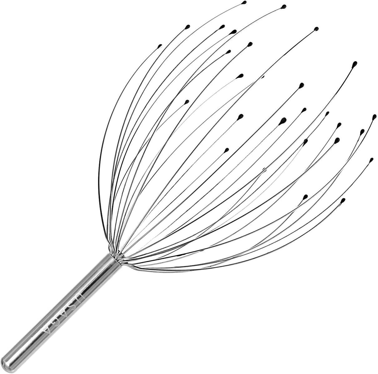 Manual Scalp Massager with 28 Silvery Prongs for Hair Stimulation and Relaxation