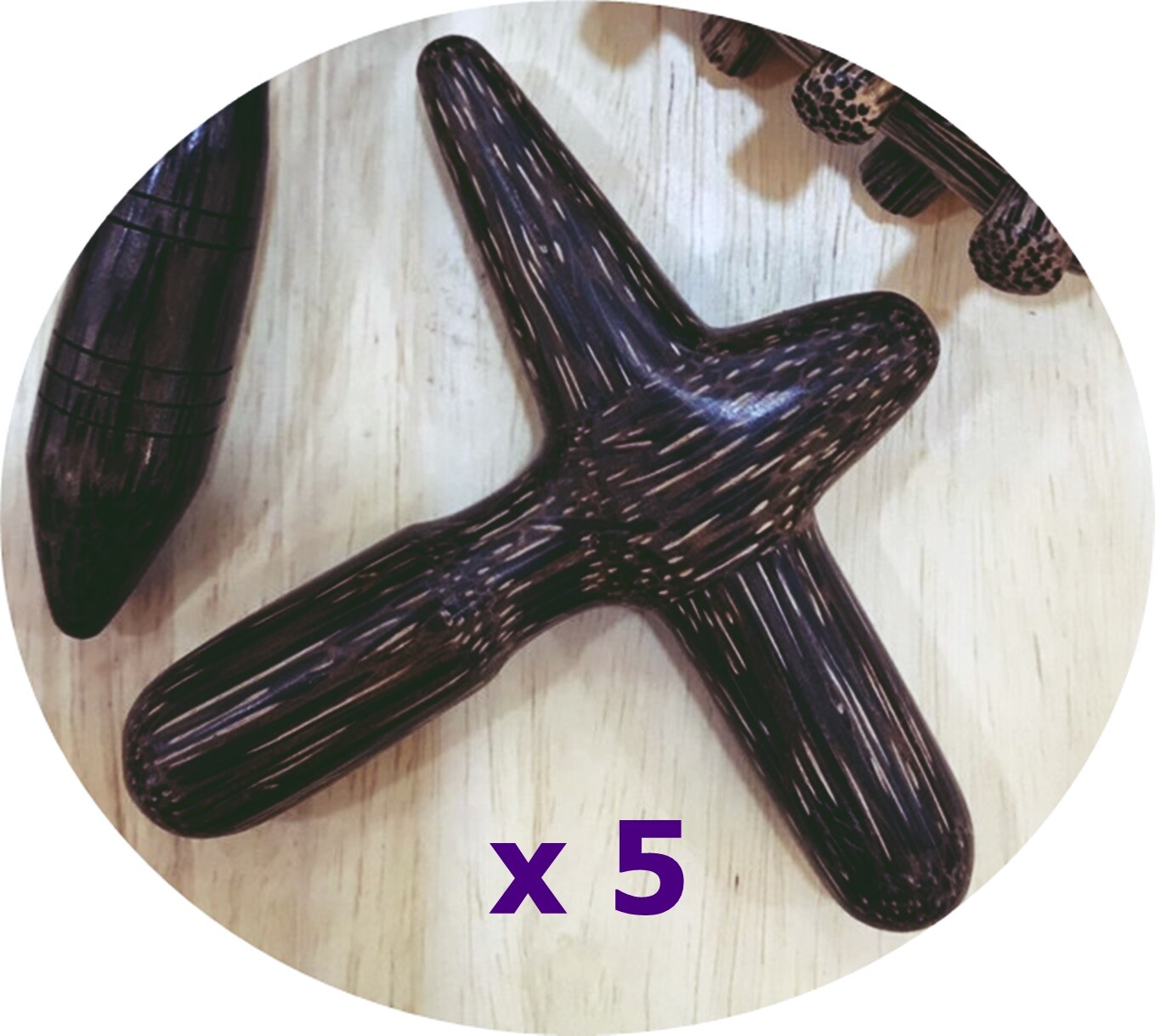 5 Pcs x Thai Palm Wood Massage Tools Face Foot Body Spa Reflexology Relaxation