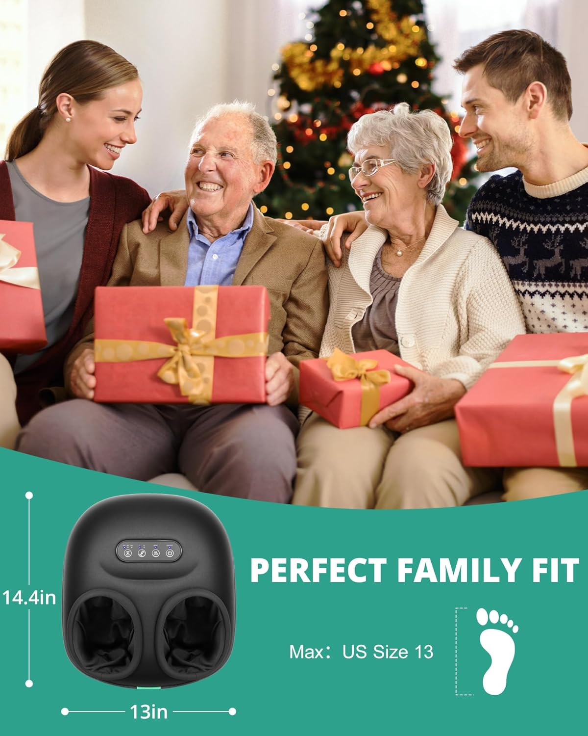 Foot Massager Machine Heat, Shiatsu Kneading & Rolling, Massage for Plantar Fasc
