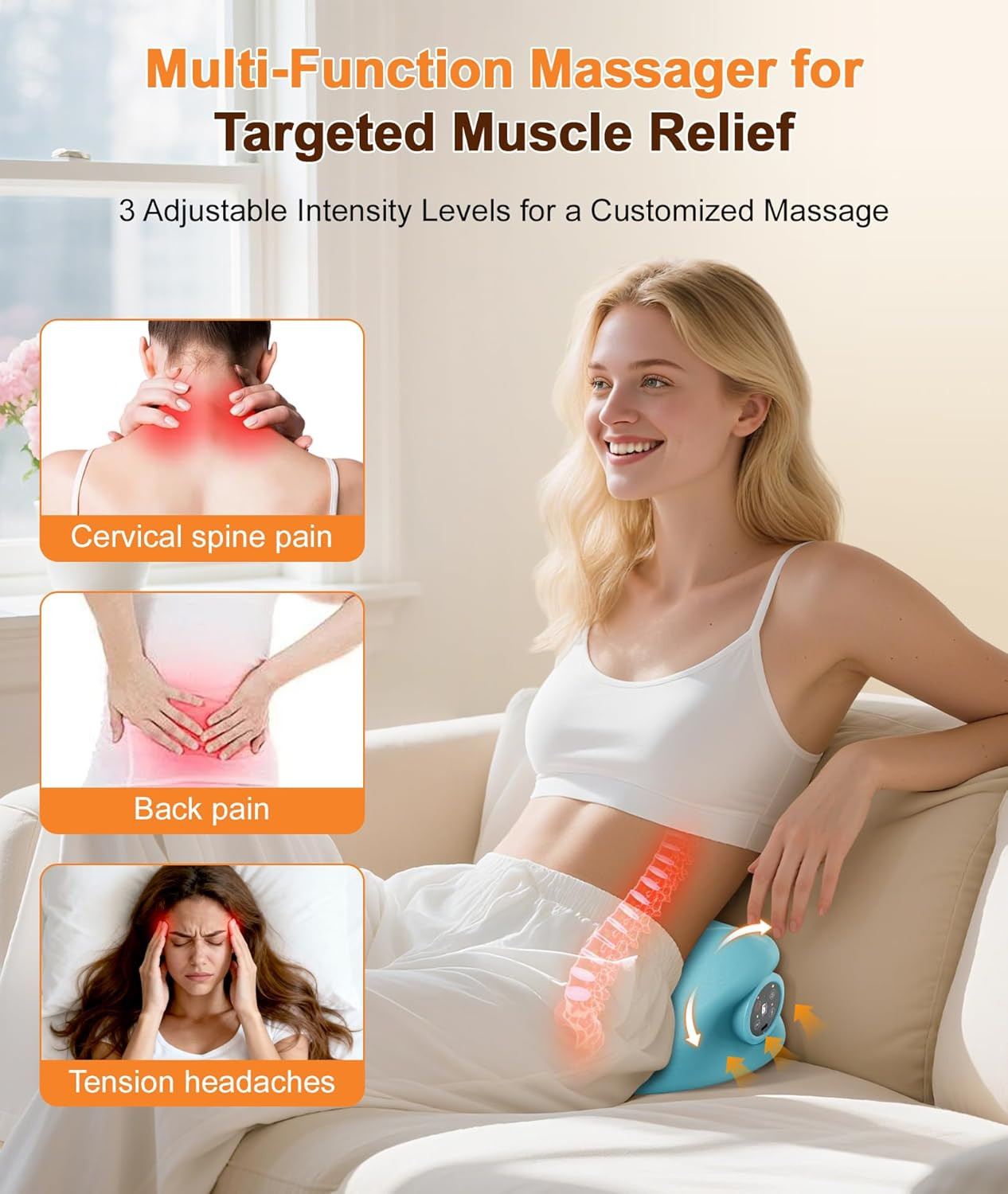 Neck Massager with Heat & Vibration 3 Level Adjustable, Heated Neck Stretcher wi