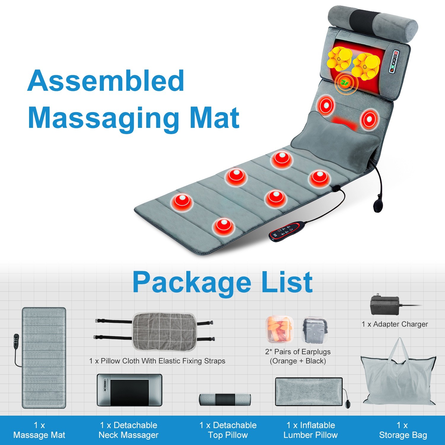 Full Body Massage Mat 9 Massage Modes 9 Vibration Speeds 3 Heating Temperature