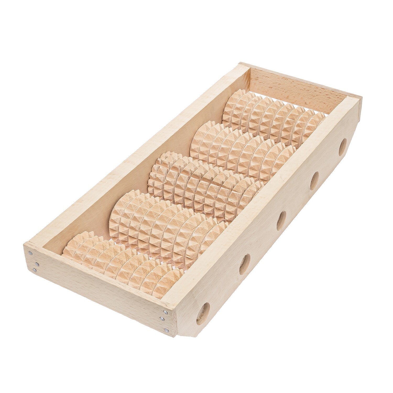 Wooden Foot Massager, 5 Rollers for One Foot, 31×12.5×5 cm (12.2×4.9×2 in)