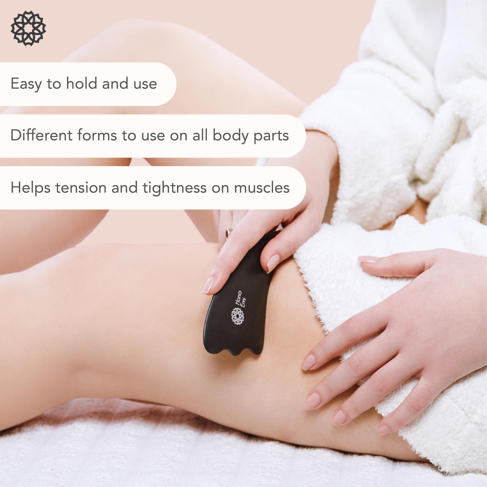 Gua Sha Facial Tools – Large Bian Stone – Set of 4 Black – Face Sculpting