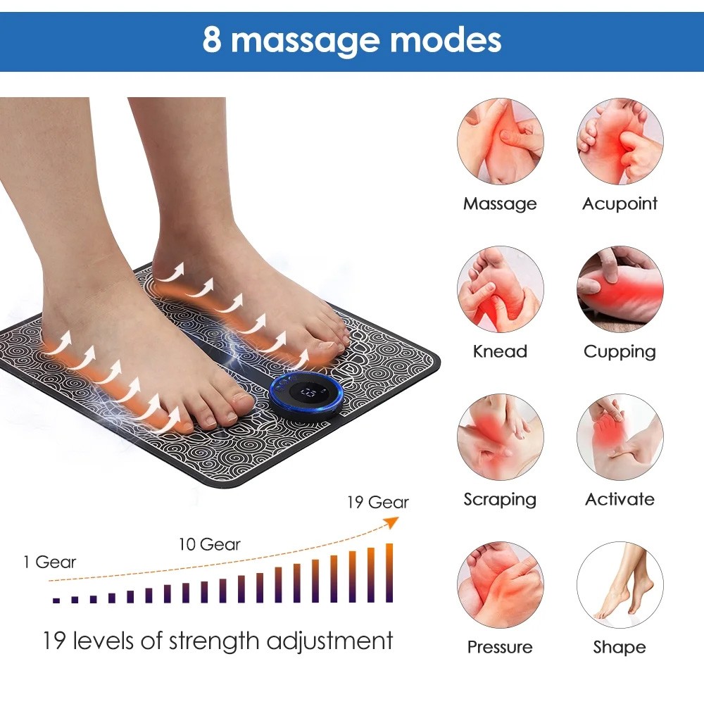 Electronic Nerve Stimulator EMS Foot Massage for Muscle Relax LCD Display Screen