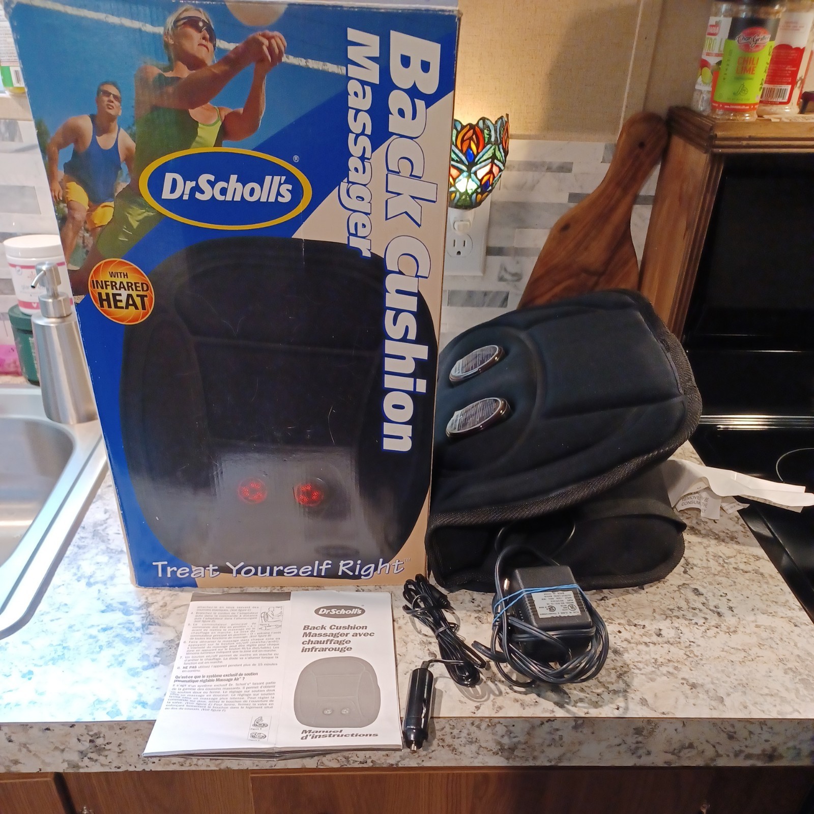 Dr. Scholls Back cushion Massager With Heat car adapter included never used