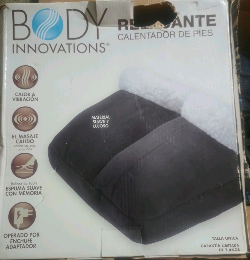 Body Innovations Soothing Foot Warmer Massager, Memory Foam & Vibration Black