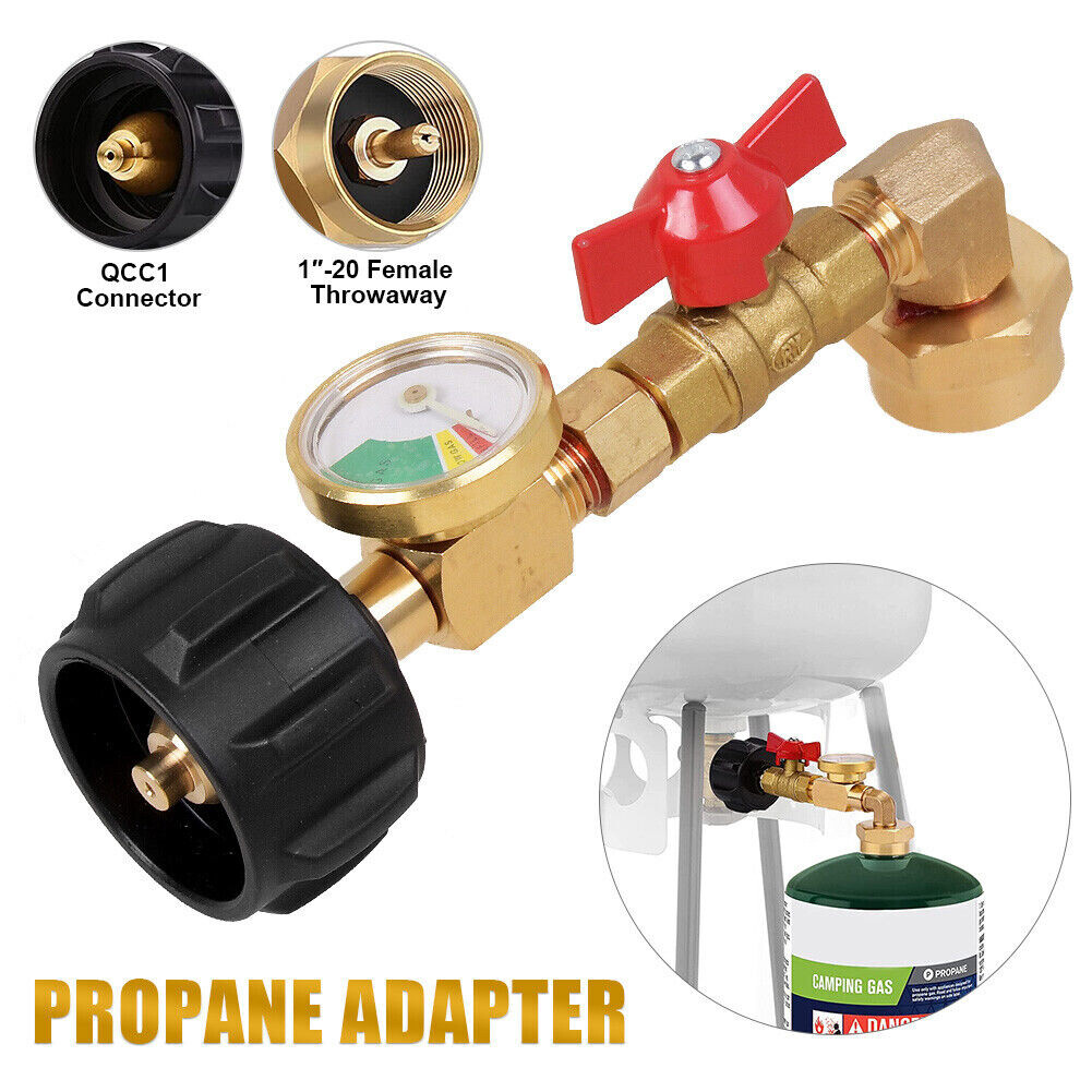 Propane Refill Adapter Kit For 1Lb To 20Lb Tank With Gauge And Control Valve NEW