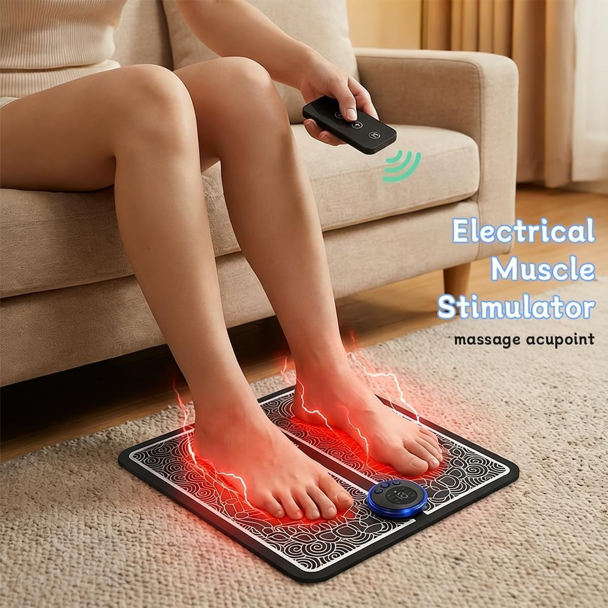 EMS Foot Massager Mat via LCD Display and Hand Remote Controller Personal Care