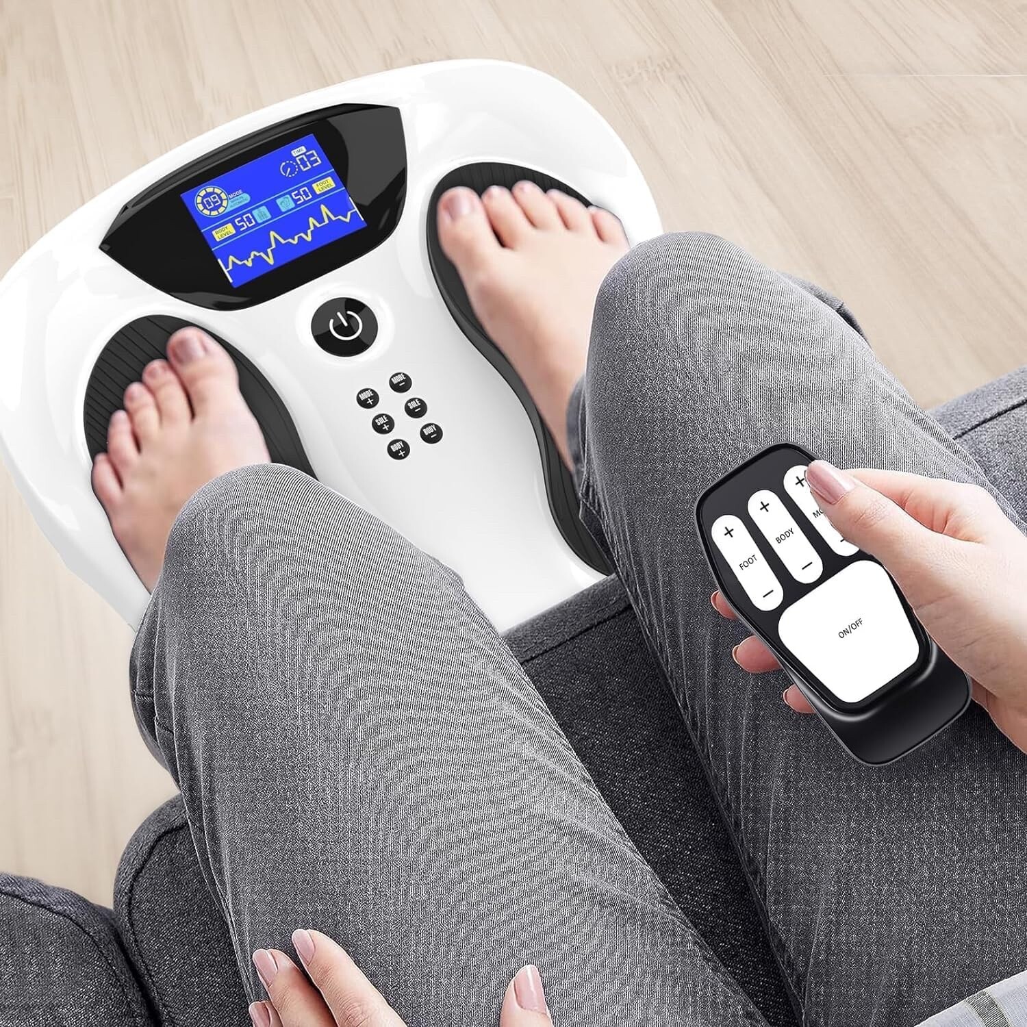 Creliver EMS Foot Massager With TENS pads, for muscle pain relief & circulation