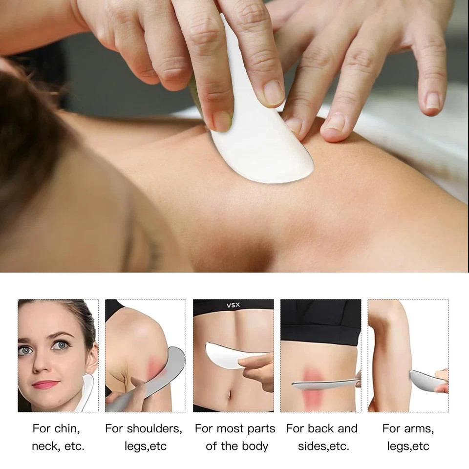 2-in-1 Stainless Steel Gua Sha Muscle Scraper Tool Set – for Myofascial Relea…