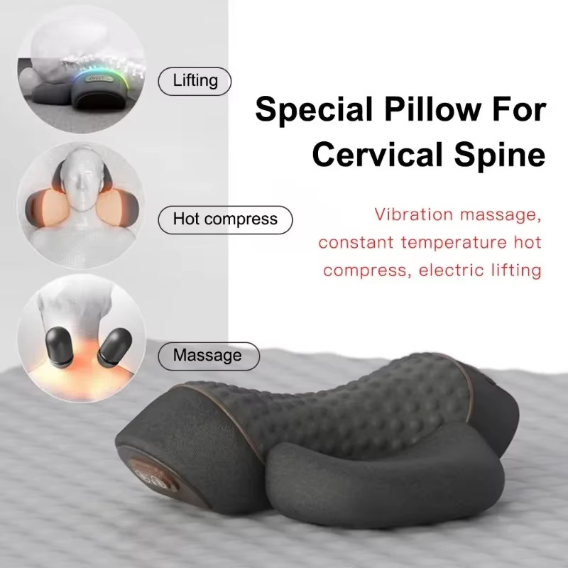 Cervical Neck Massager Pillow with Heating and Vibration for Back Support