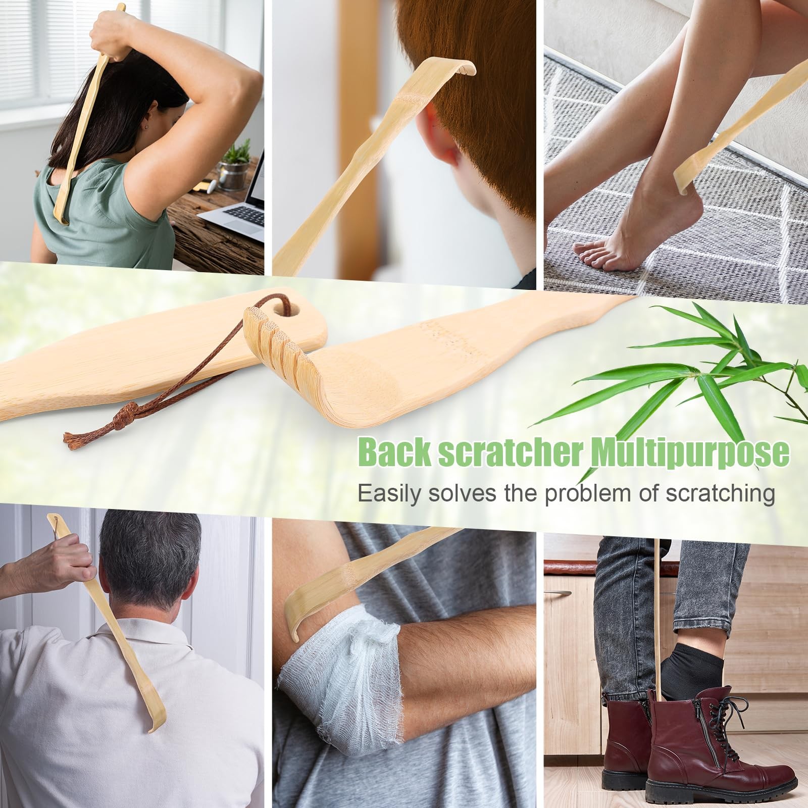 HOFASON 3 Pack Wooden Bamboo Back Scratcher for Adults Men Women, Gifts for S…