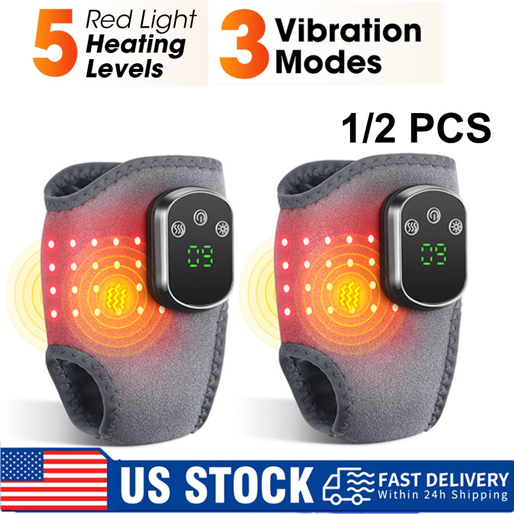 Red LED Electric Foot Ankle Massager Brace Pain Relief Heating Vibration Therapy
