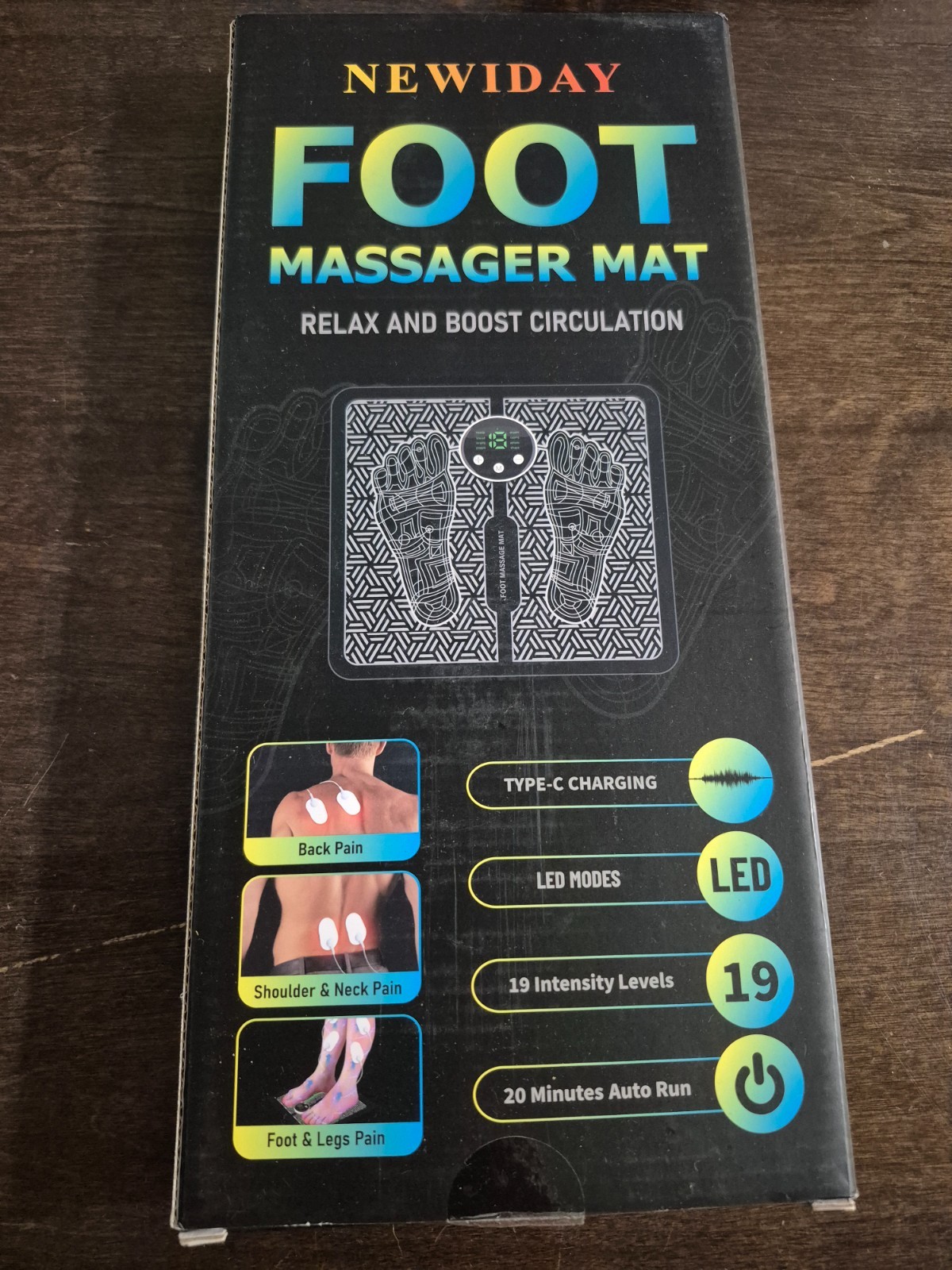 NEWIDAY Foot Massager Mat – 8 Modes 19 Levels Circulation Therapy Pad (New)