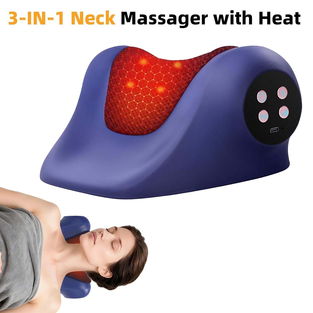 Neck Massager with Heat, Red Light & Vibration Adjustable, Heated Neck Stretc…