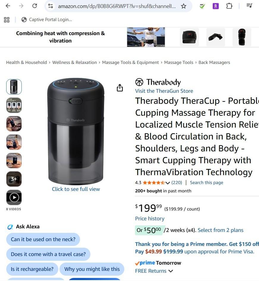 Therabody TheraCup – Portable Cupping Massage Therapy for Localized Muscle Tensi