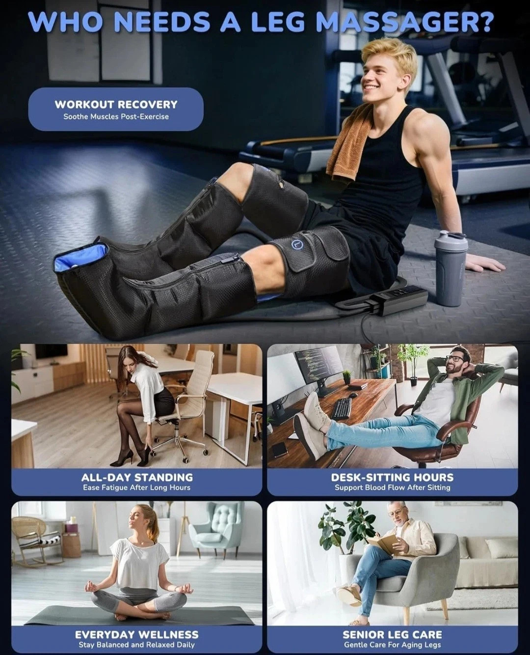 Full Leg and Foot Massager with Heat & Compression Sequential Compression Boots