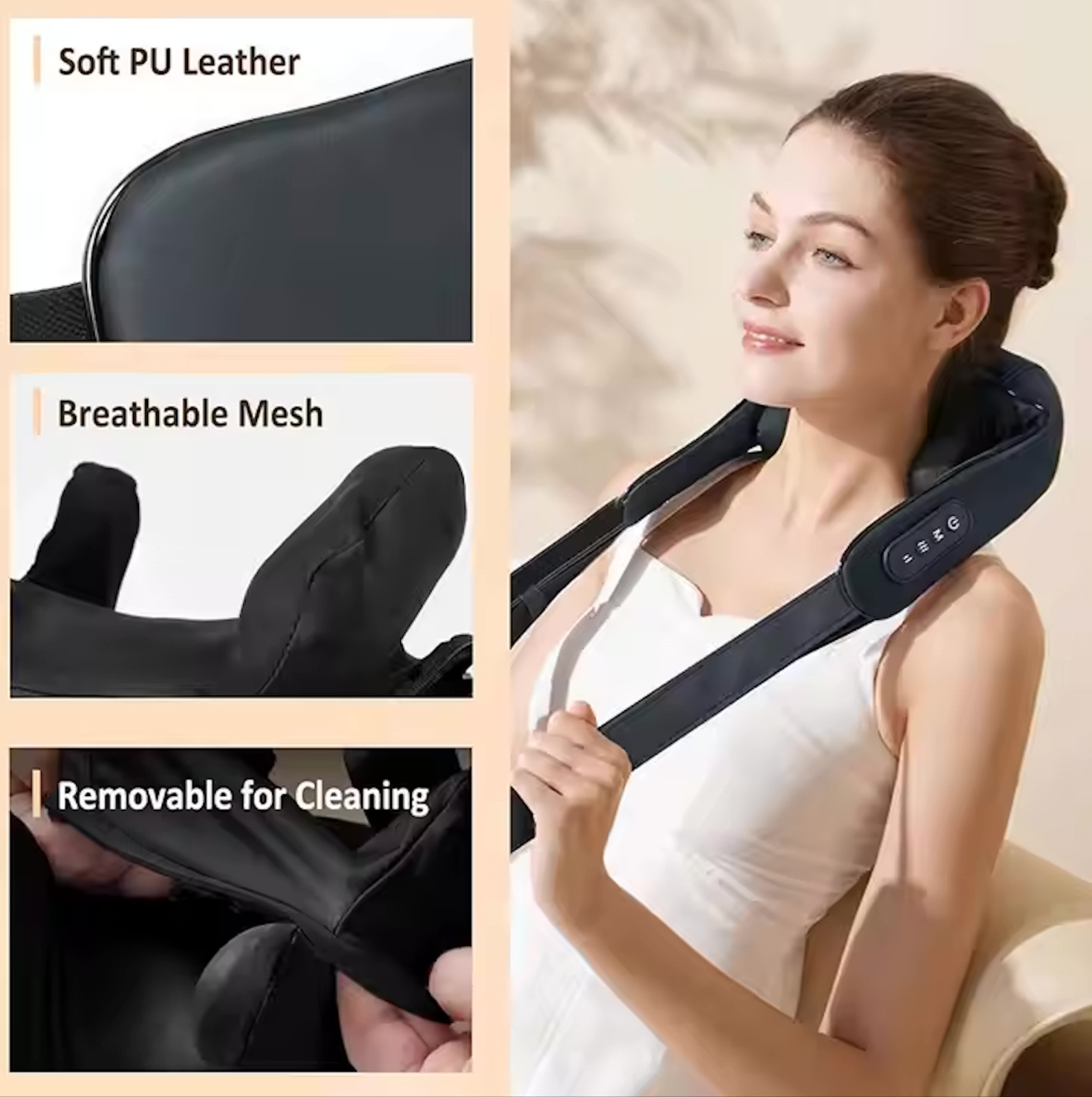 Shiatsu Neck & Shoulder & Back Massager with Heat–Portable, Cordless Pain Relief
