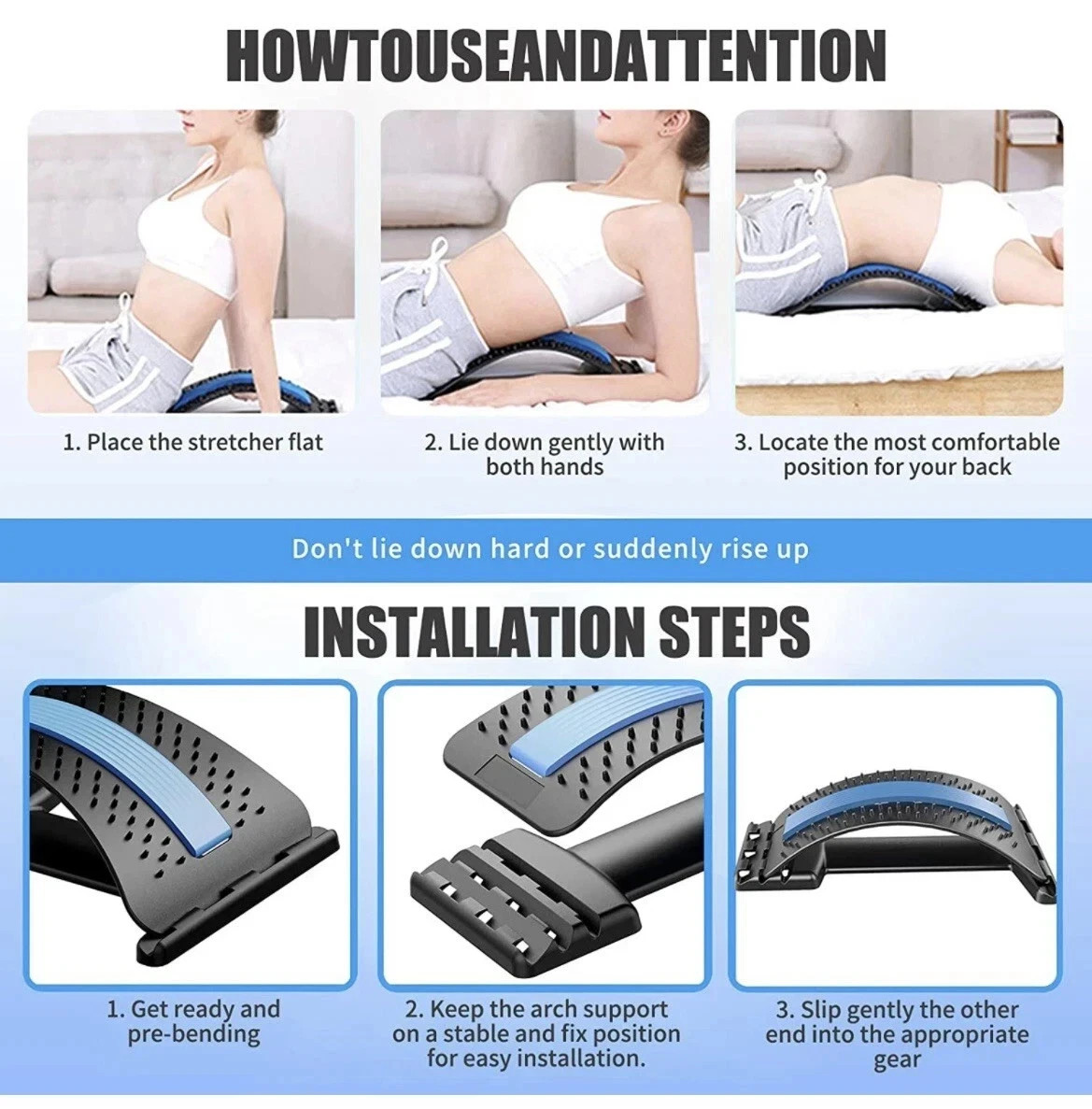 Back Stretcher for Lower Back Pain Relief, Back Cracking Device, Multi-Level