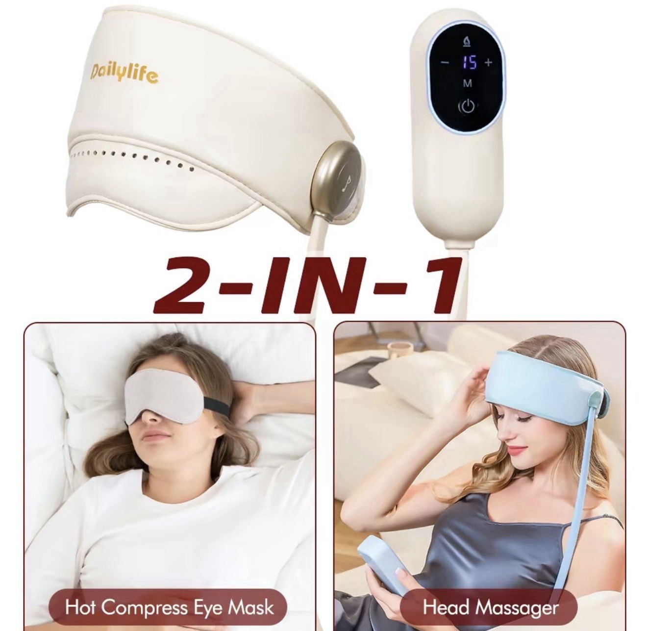 Electric Head Massager Hot Compress Levels Head Eye Massager