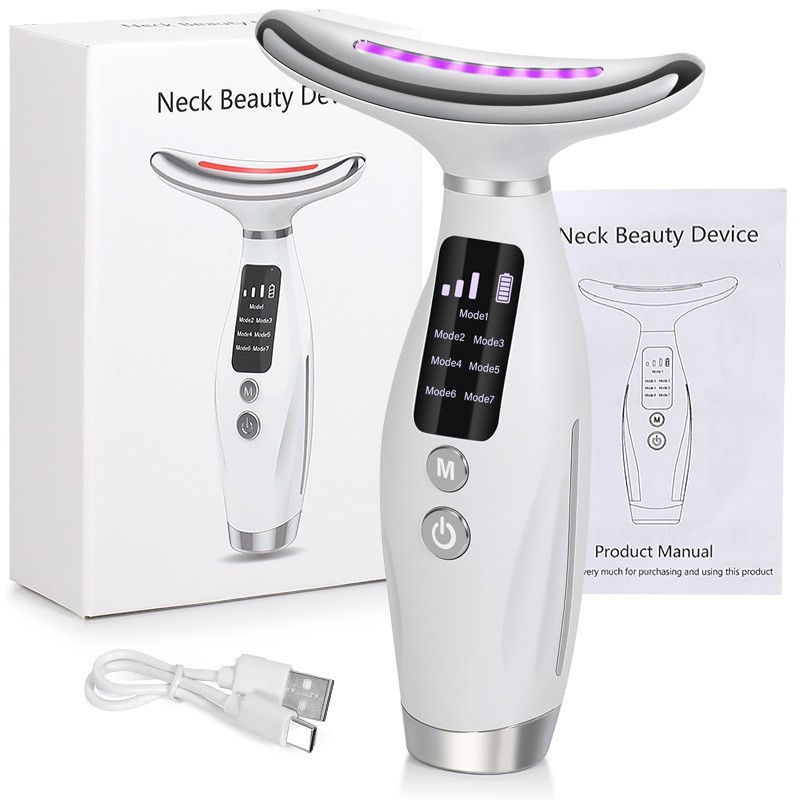 7-Color LED Facial & Neck Massager – Anti-Wrinkle & Skin Tightening Device