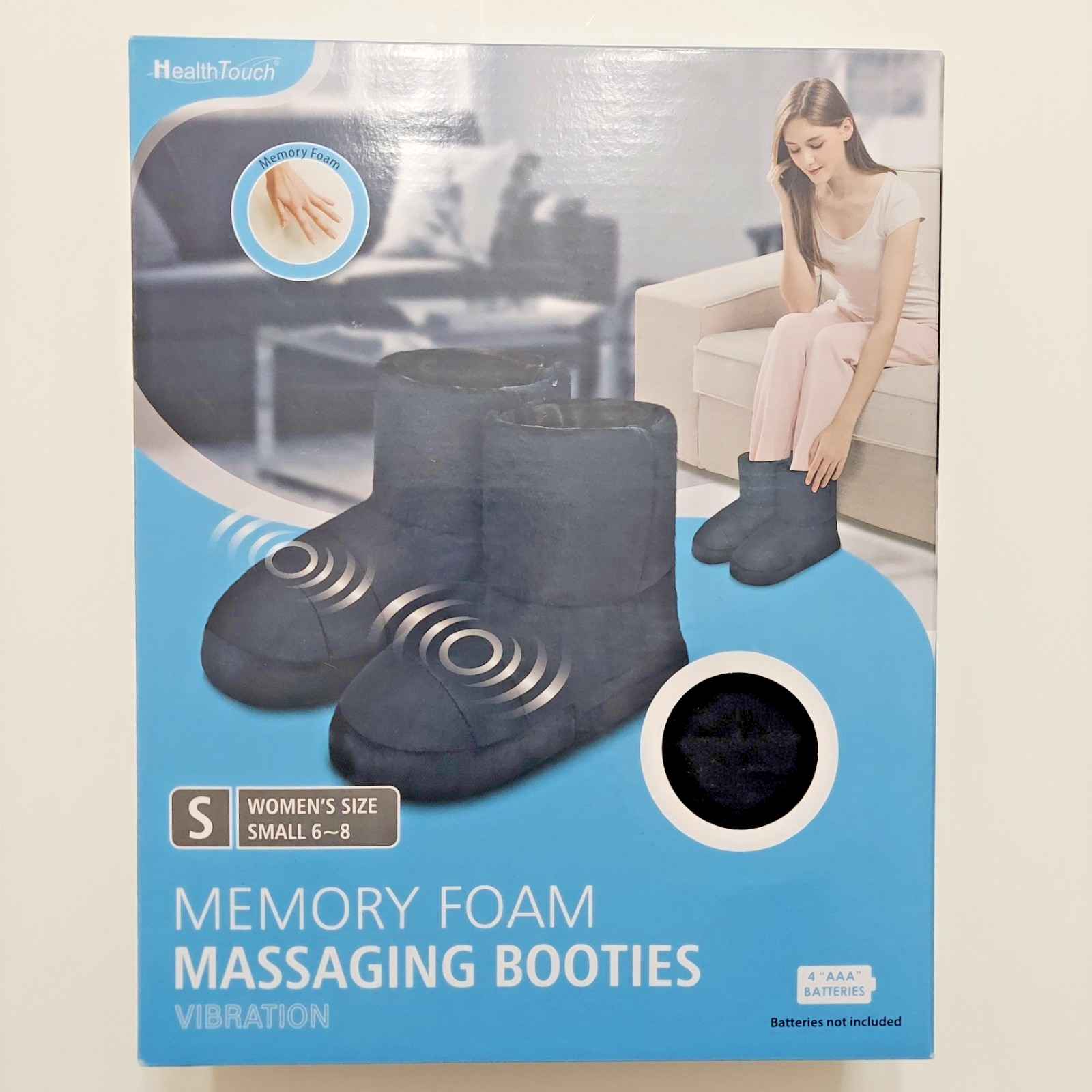 Health Touch, Memory Foam Massaging Booties, Vibrating, Women size 6-8.