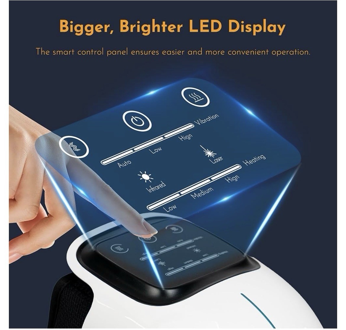 GI 2026 Cordless Heated Vibrating Knee Massager Battery USB Charging White