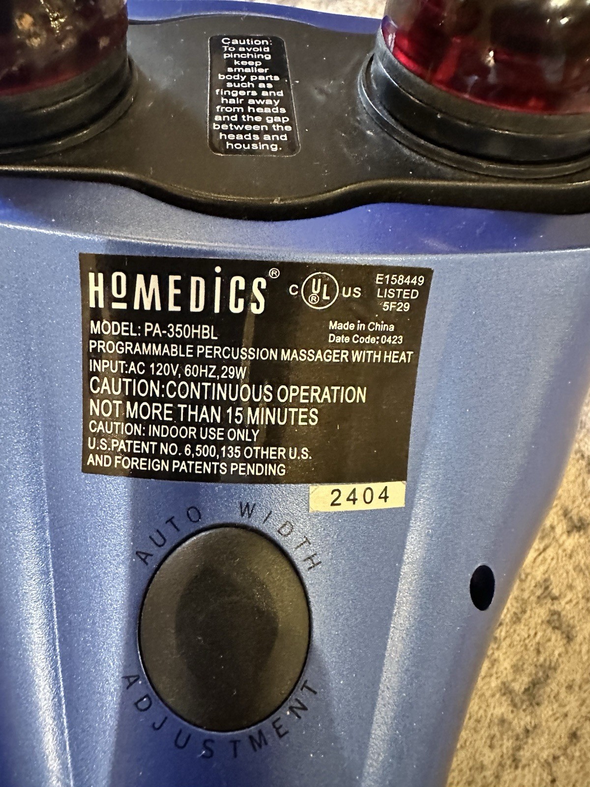 Homedics Programable Percussion Massager with Heat PA-350HBL Pre Owned Works