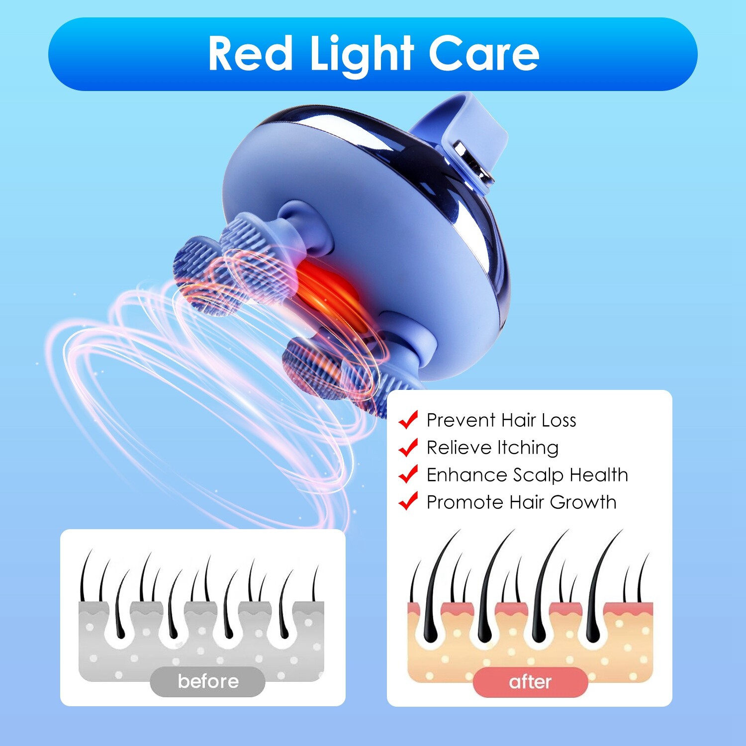 Full Body Head Massage Handheld Portable Electric Scalp Massager for Hair Growth
