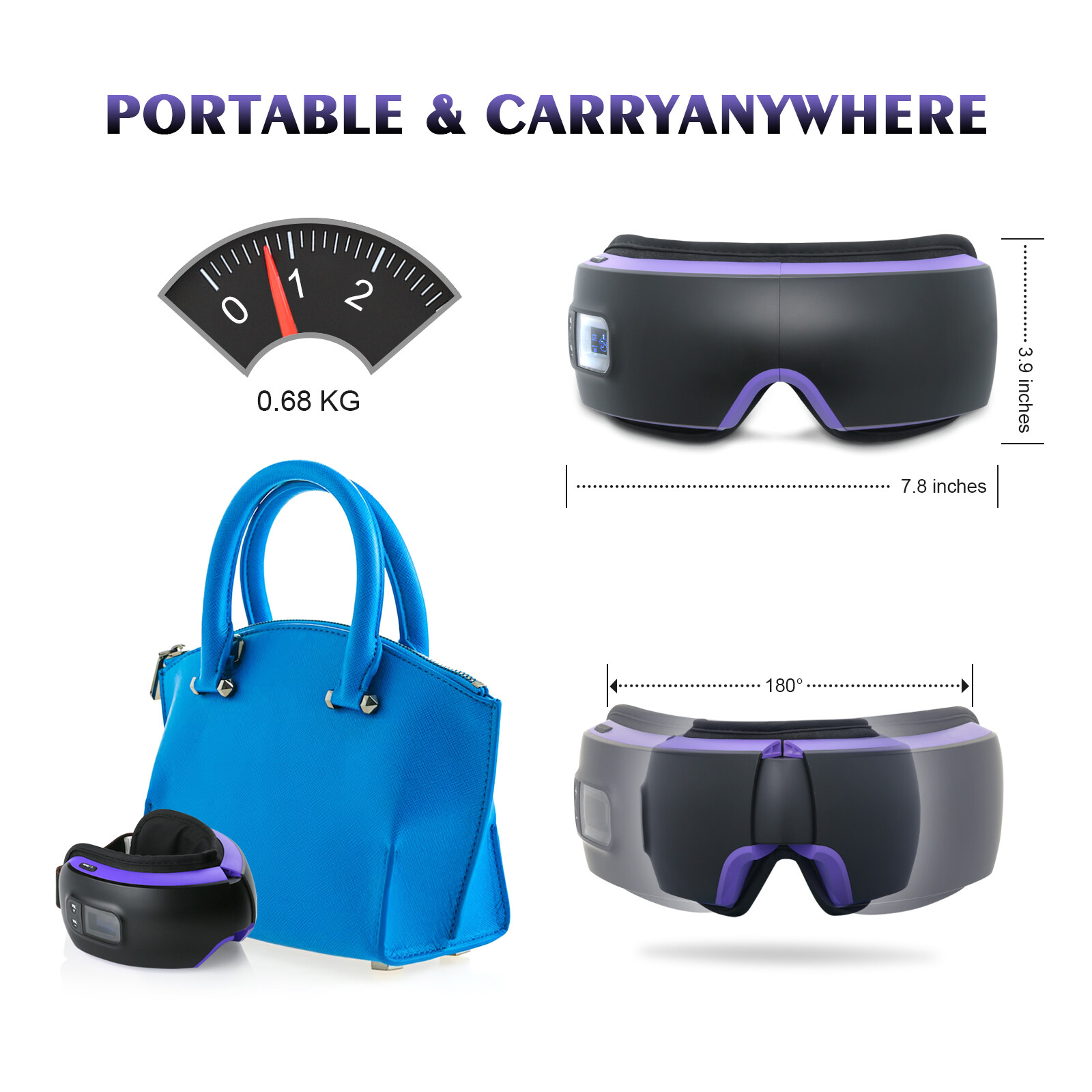 Eye Massager with Heat and Vibration Compression Rechargeable Bluetooth Music