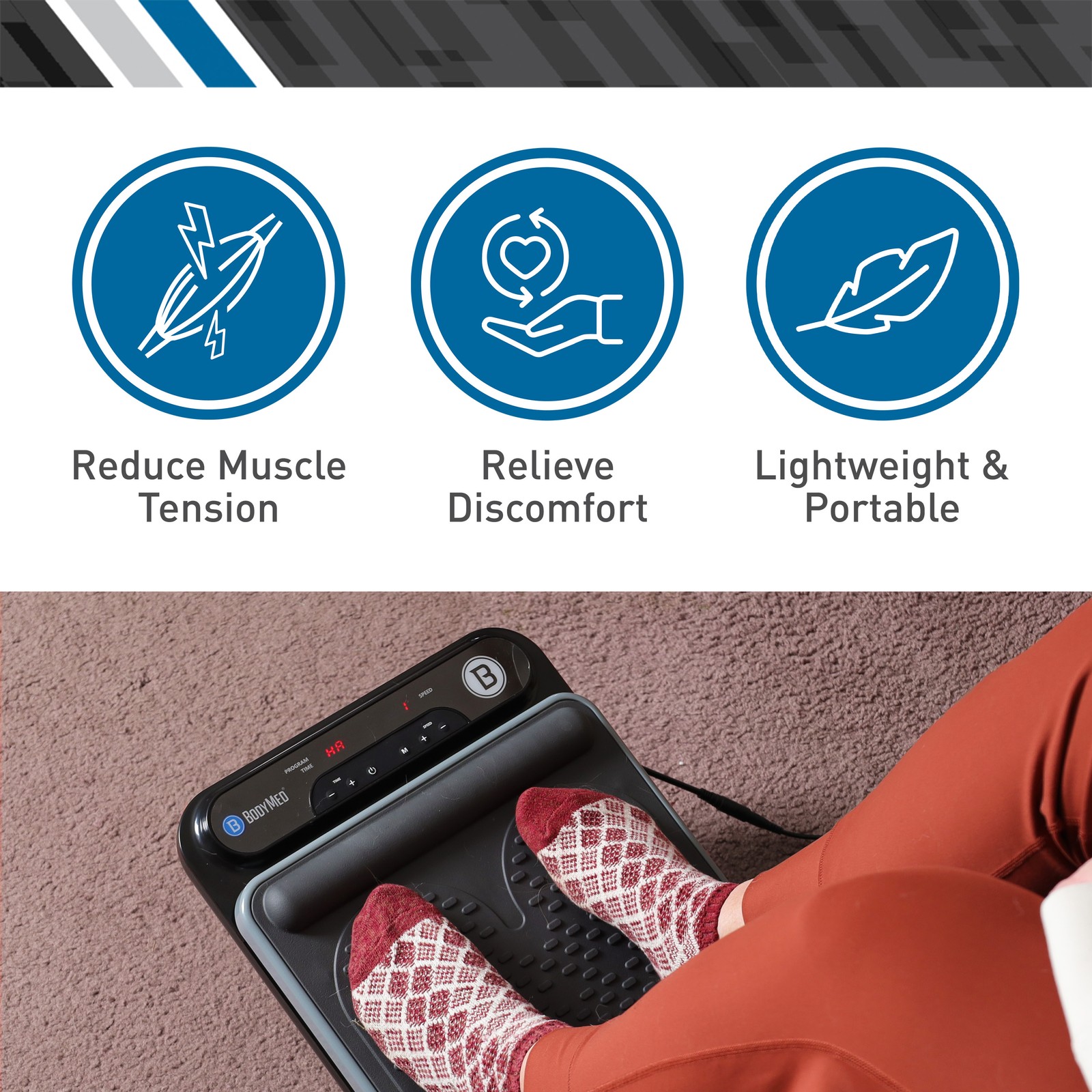 BodyMed Foot Massager | Deep Tissue Vibration Massage Therapy | At-Home Massager