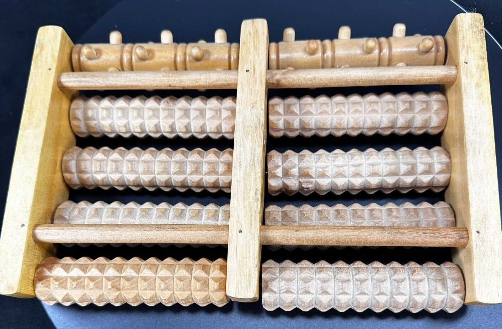 Wood Duel Foot Massager Roller XL Relax Relieve Pain TheraFlow Style