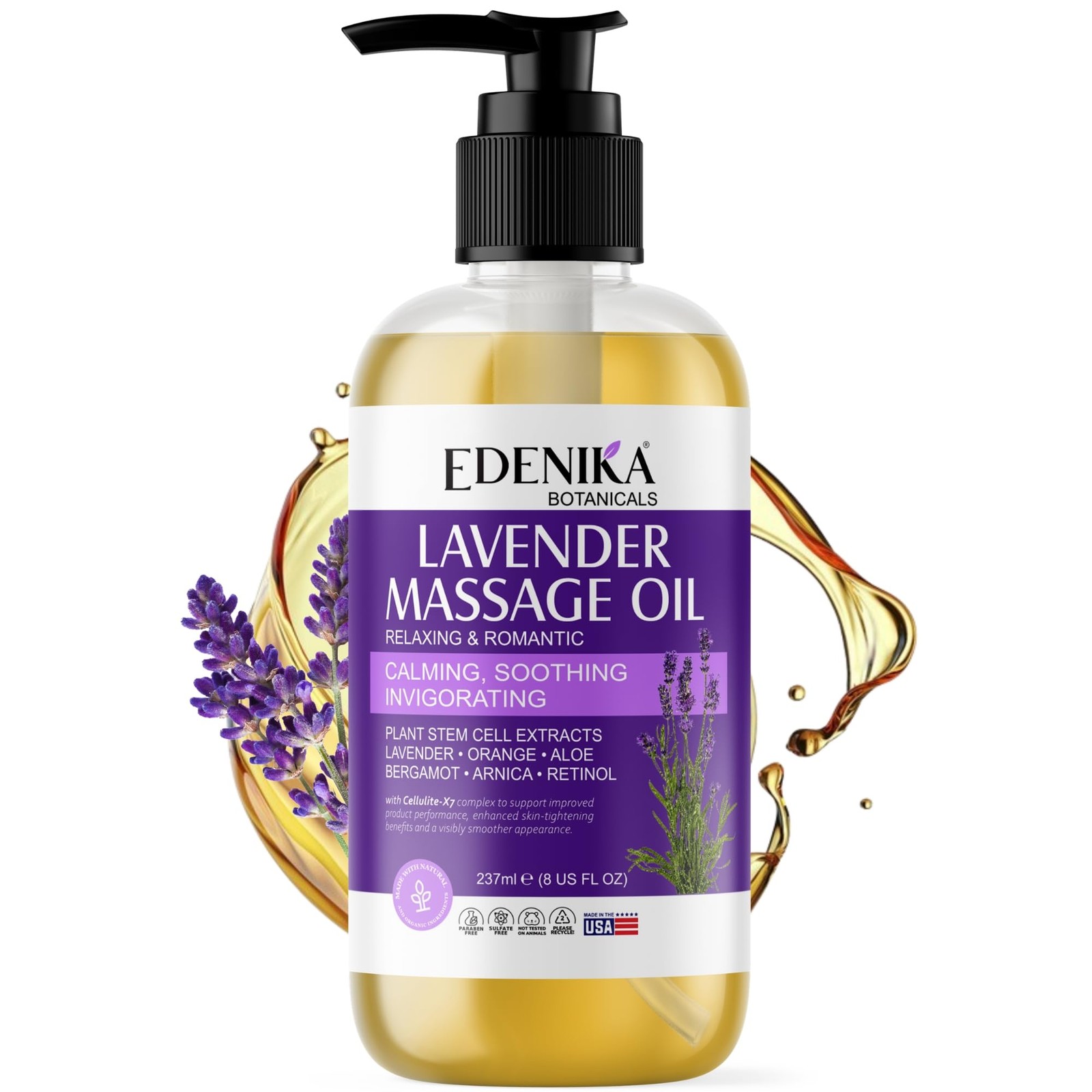 Lavender Massage Oil for Skin, Aromatherapy & Hydration, 8 fl oz