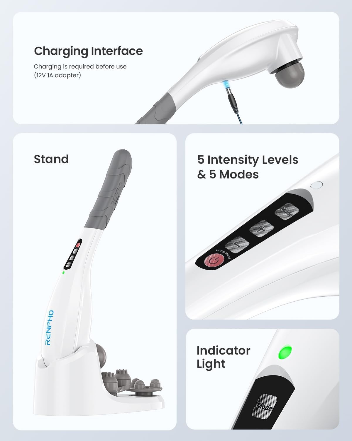 Portable Rechargeable Massager for Neck, Back, and Legs – 140 Minutes of Relief