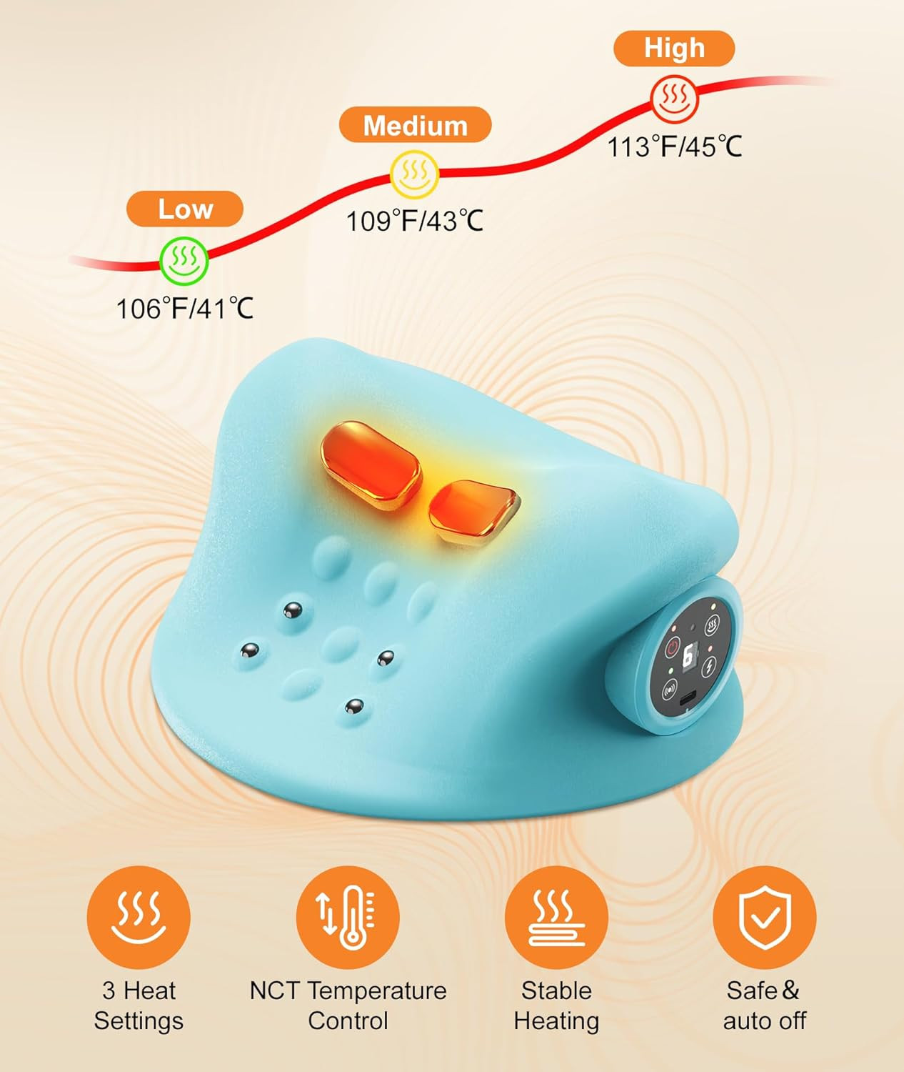 Neck Massager with Heat & Vibration 3 Level Adjustable, Heated Neck Stretcher wi