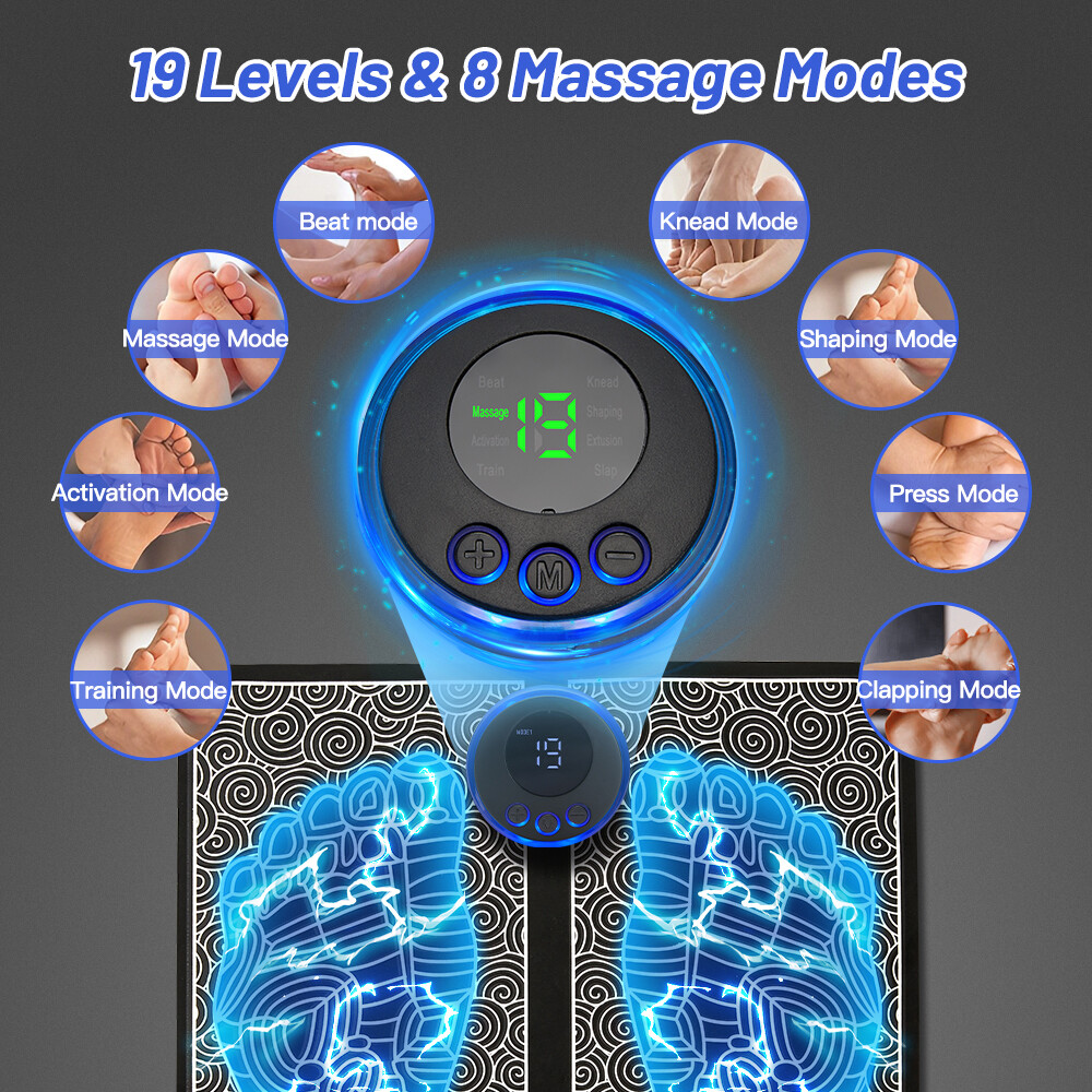 Electric Foot Neck Massager Pad Blood Circulation Muscle Stimulator Mat 19 Level