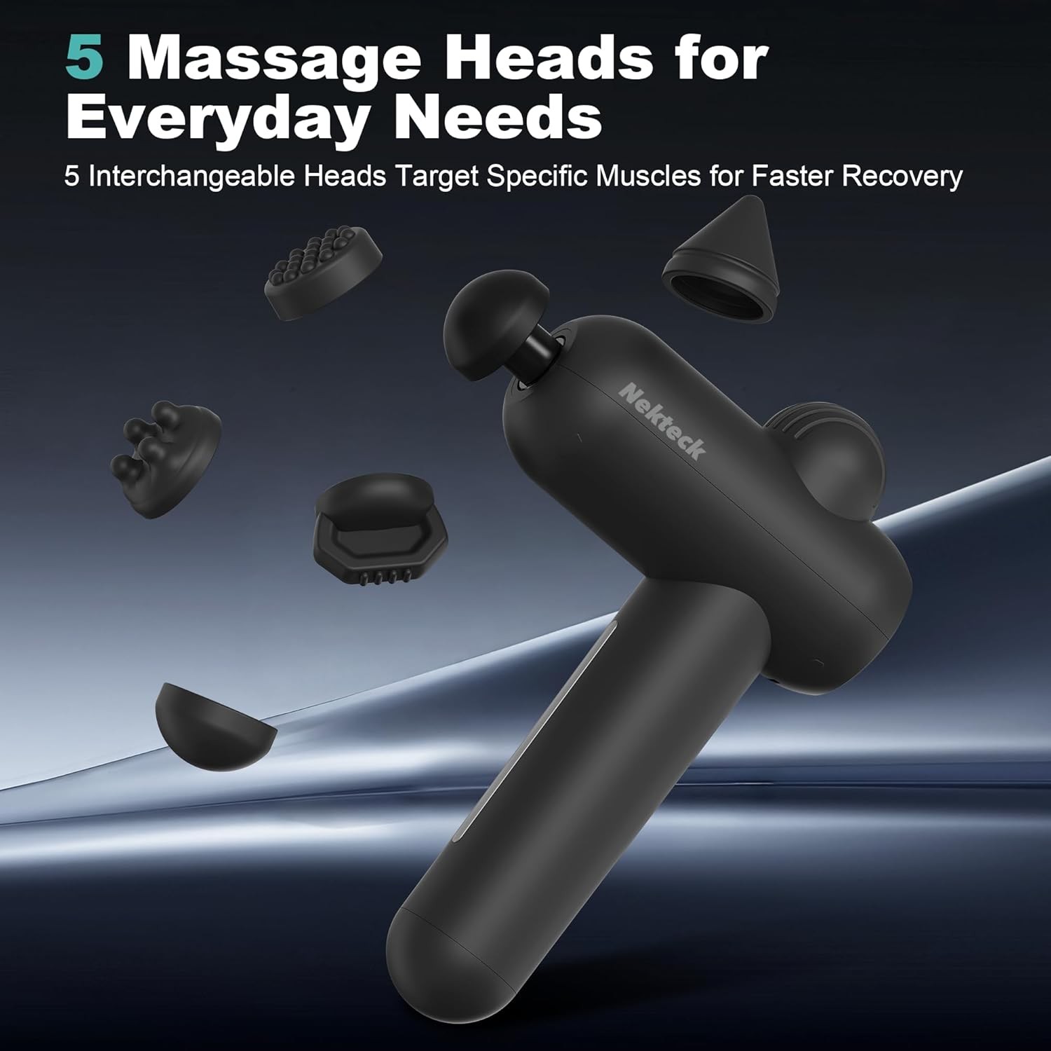 Nekteck Massage Gun Deep Tissue – 12mm Amplitude, 30 Speeds, Full-Body Muscle Re