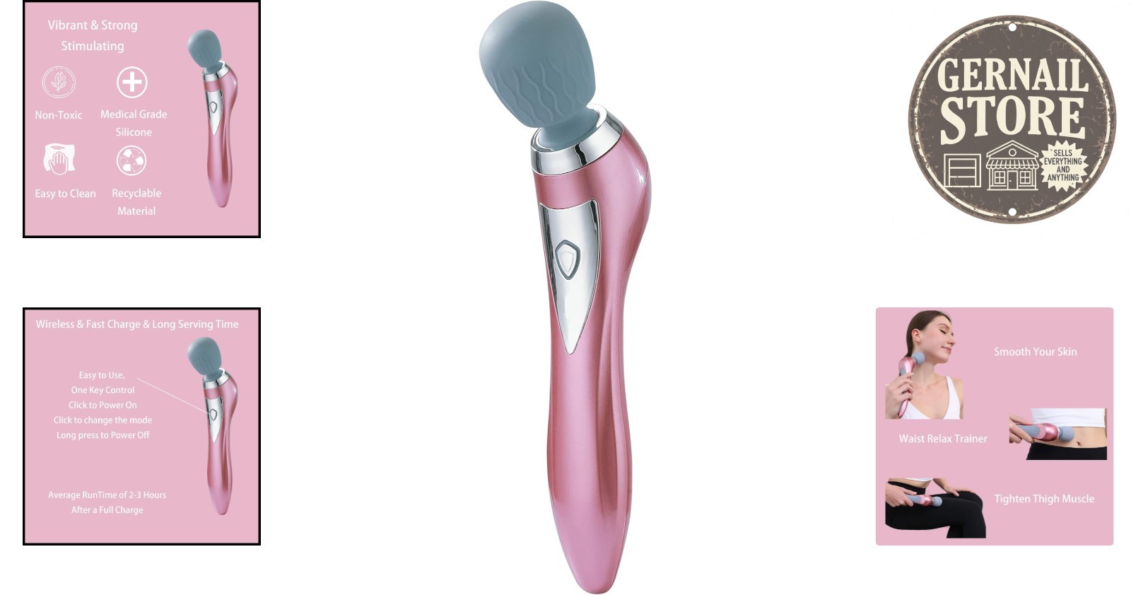 5 Mode Vibrating Massager – Cordless and Ergonomic for Travel & Home Use
