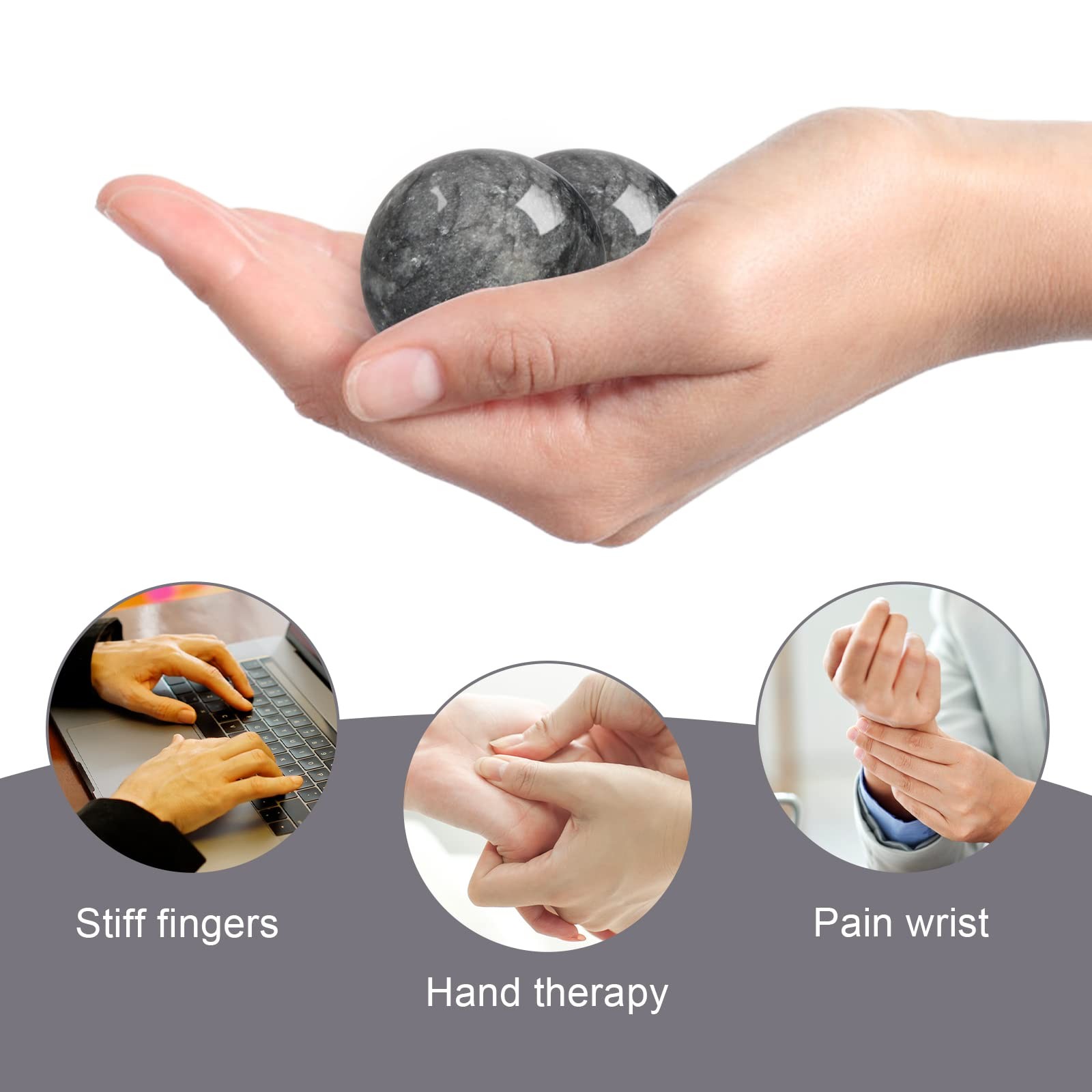 2 Inch Marble Dark Grey Exercise Stress Relief Health Balls Hand