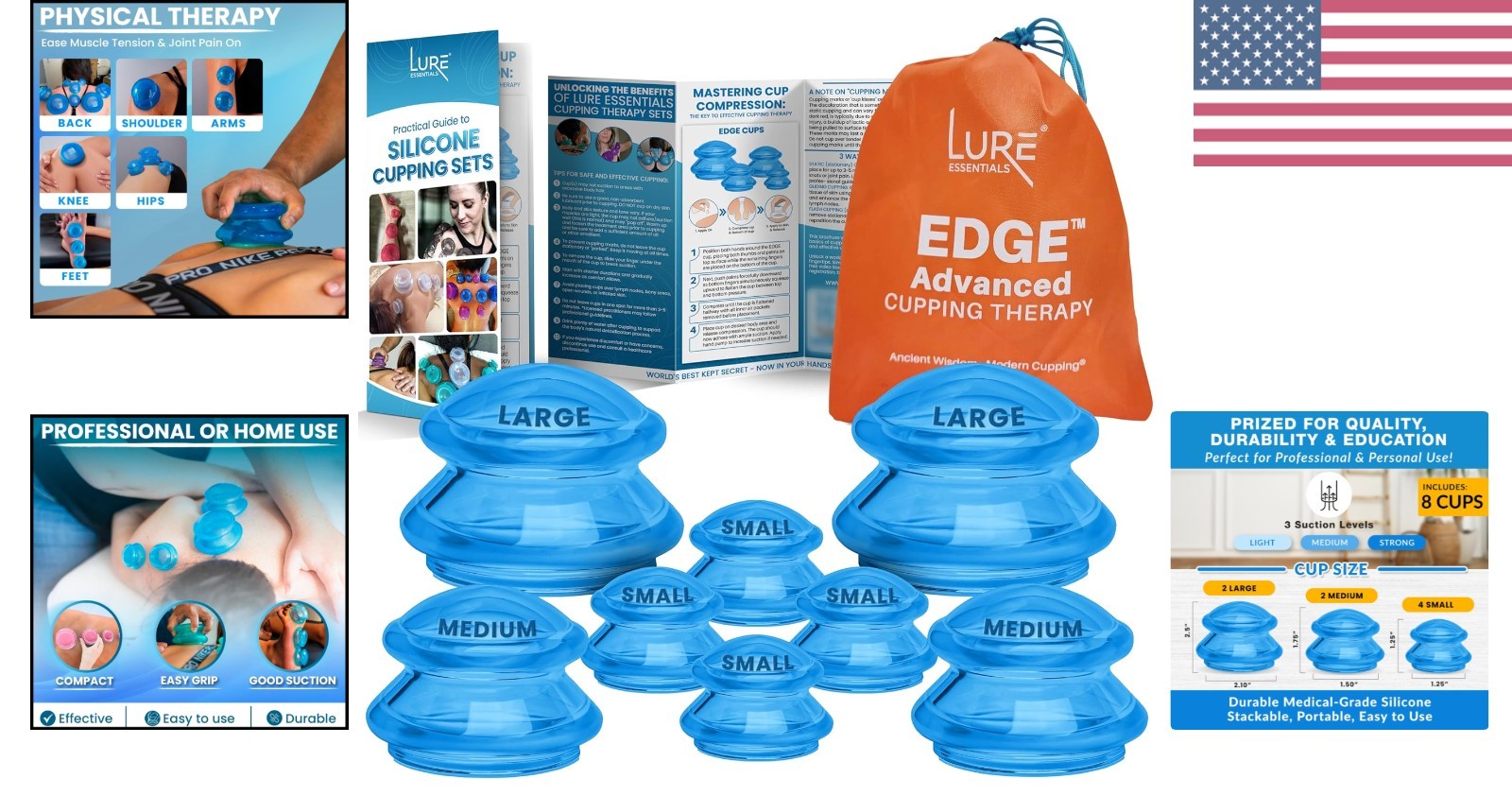 EDGE Silicone Cupping Set, Cupping Kit for Massage Therapy, Long Lasting Cups…