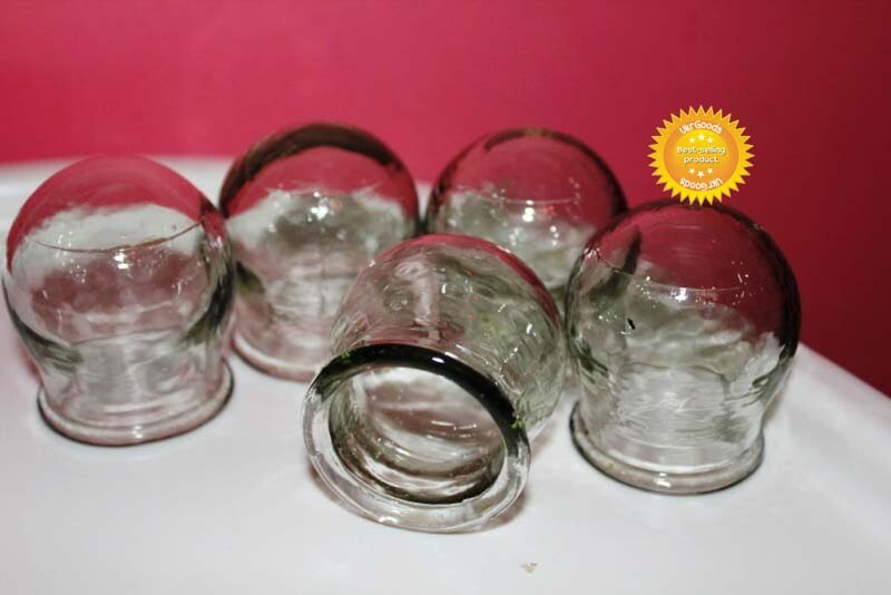 6 pcs Health Medical Massage Jars USSR Soviet Glass Fire Cupping Cups Vintage