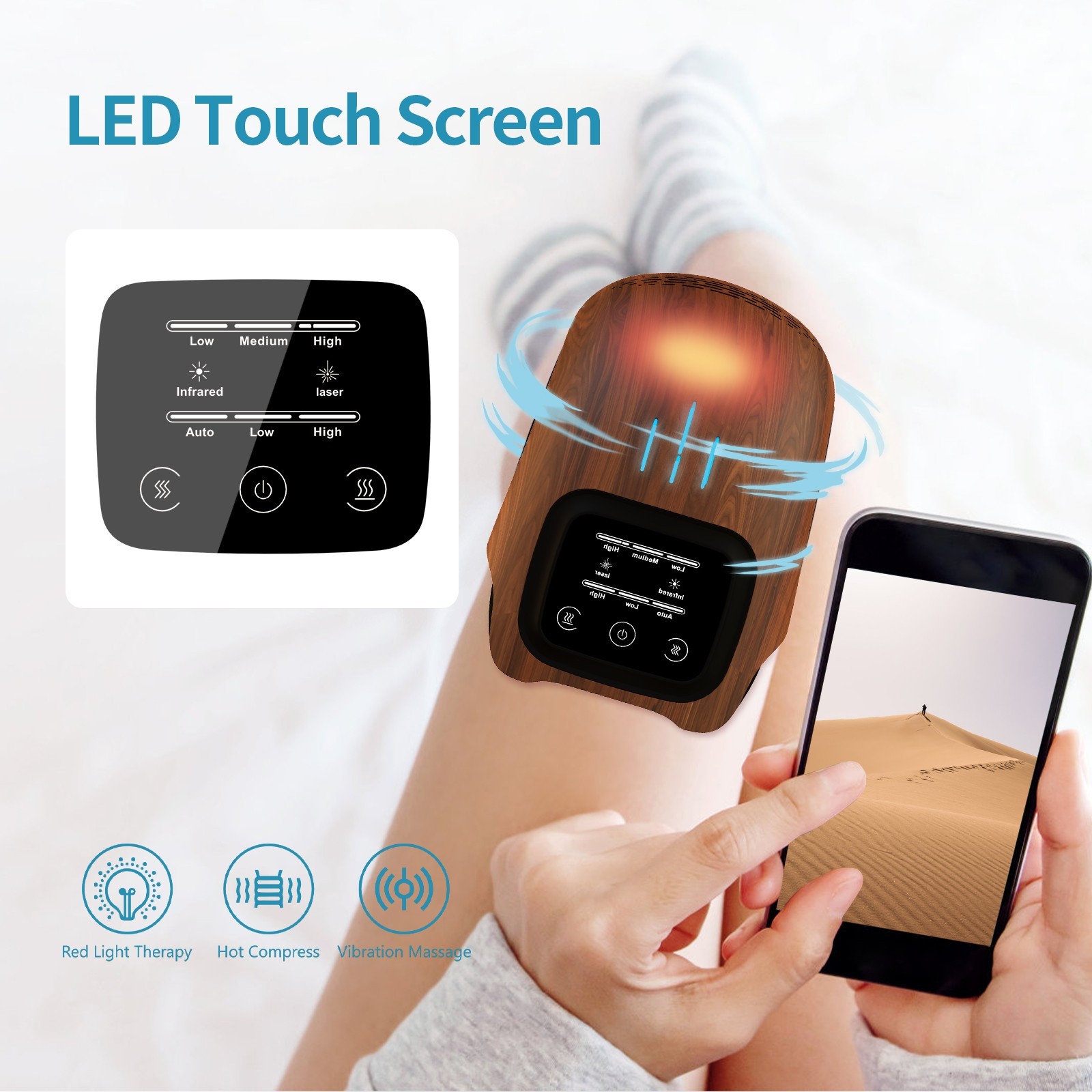 Electric Infrared Heat Knee Massage Air Pressure Vibration Massager Pain Relief