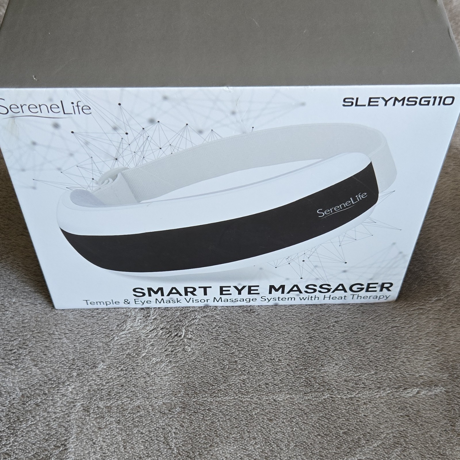 SereneLife Smart Eye Massager SLEYMSG110 Heat Therapy Bluetooth New Open Box