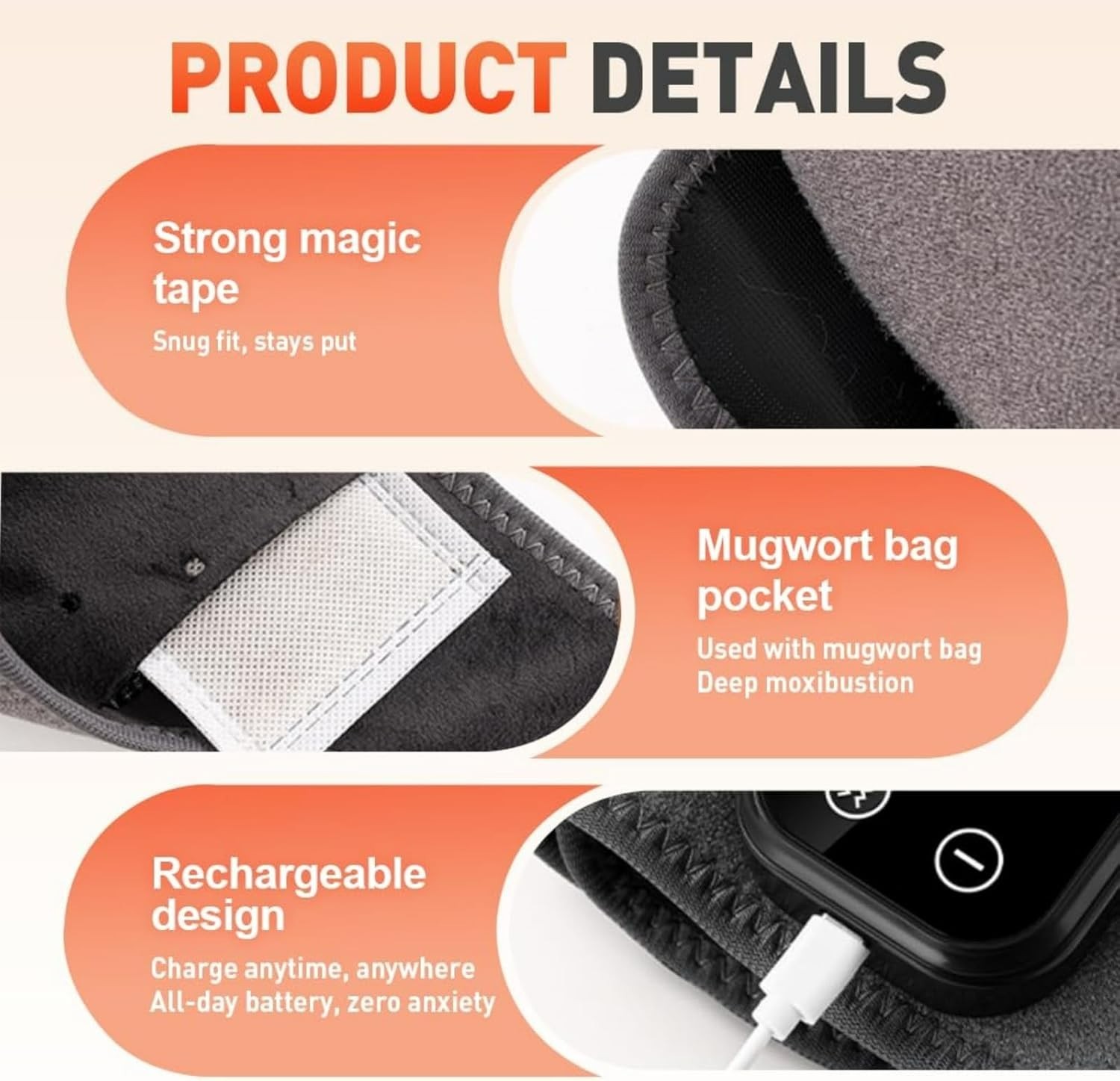 3-in-1 USB Rechargeable Foot Massager – Wireless Ankle Heat Wrap, Grey, 2-Pack