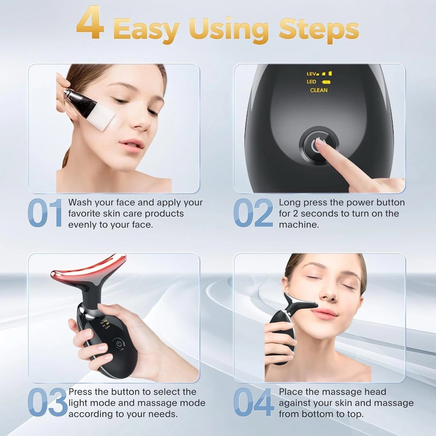 7-In-1 Deplux Face Neck Massager for Skin Care at Home, Facial Massager Glossy B