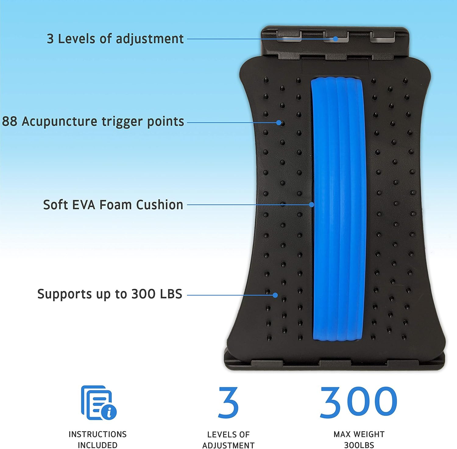 Lumia Wellness 3-Level Adjustable Back Stretcher for Lower Back Pain Relief