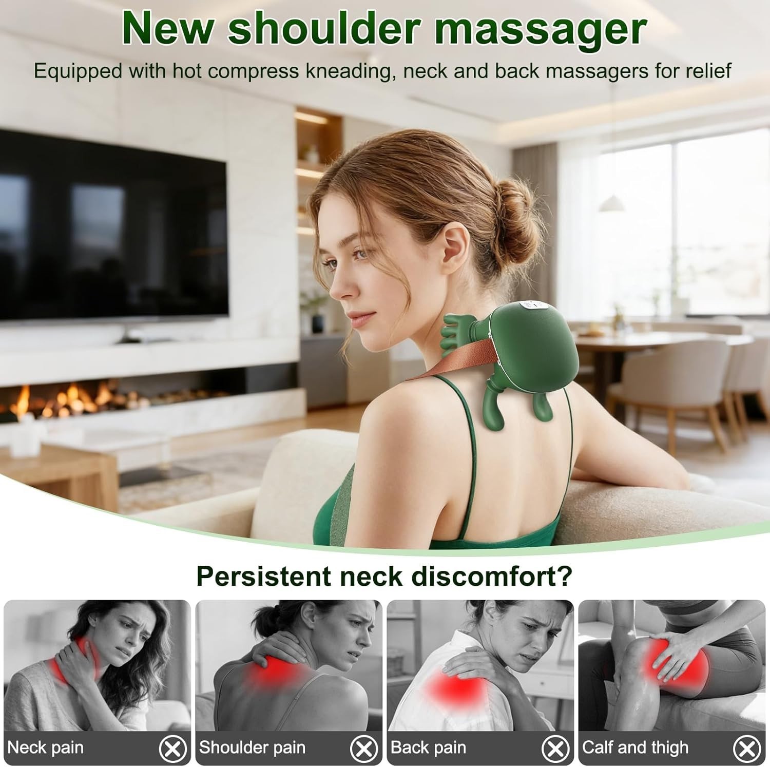 The Handiva Massager with Heat Neck Massagers Deep Tissue 3D Kneading Shiatsu US