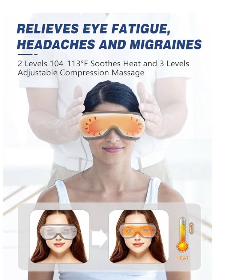 Eye Massager with Heat & Bluetooth Music, Mothers Day Gifts for Mom, Heated Eye